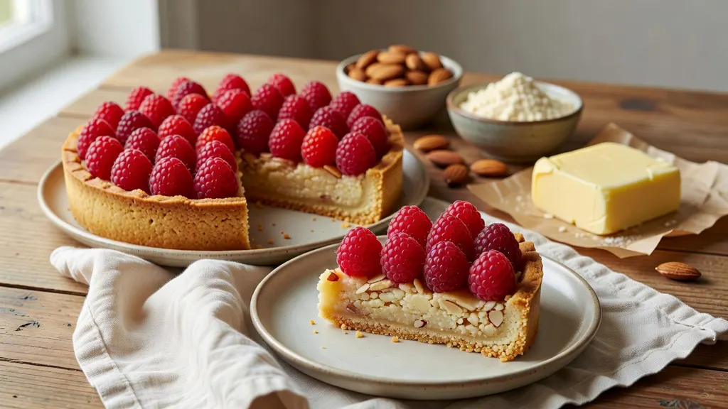 Weganska Tarta Frangipane z Malinami