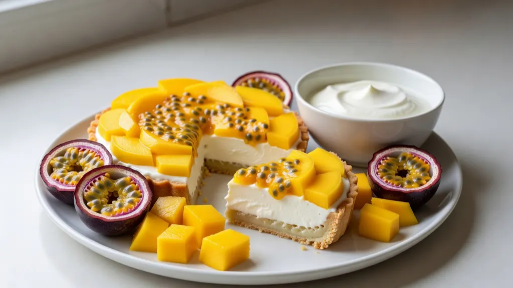 Weganska Tarta Jogurtowa z Mango i Marakuja