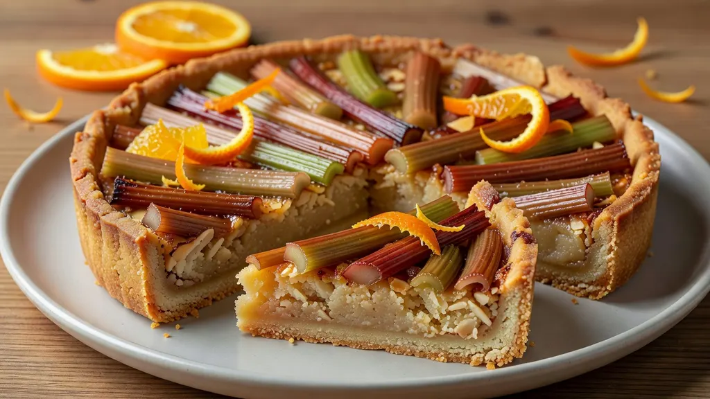 Weganska Tarta Migdalowa z Rabarbarem i Pomarancza