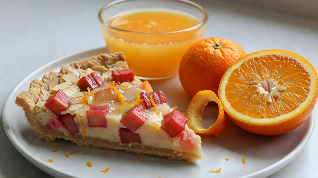 Weganska Tarta Migdalowa z Rabarbarem i Pomarancza